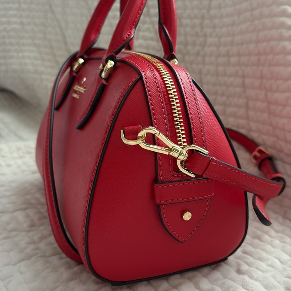 Kate Spade Madison Small Duffle Crossbody Bag in Ruby Red - Picture 3 of 8